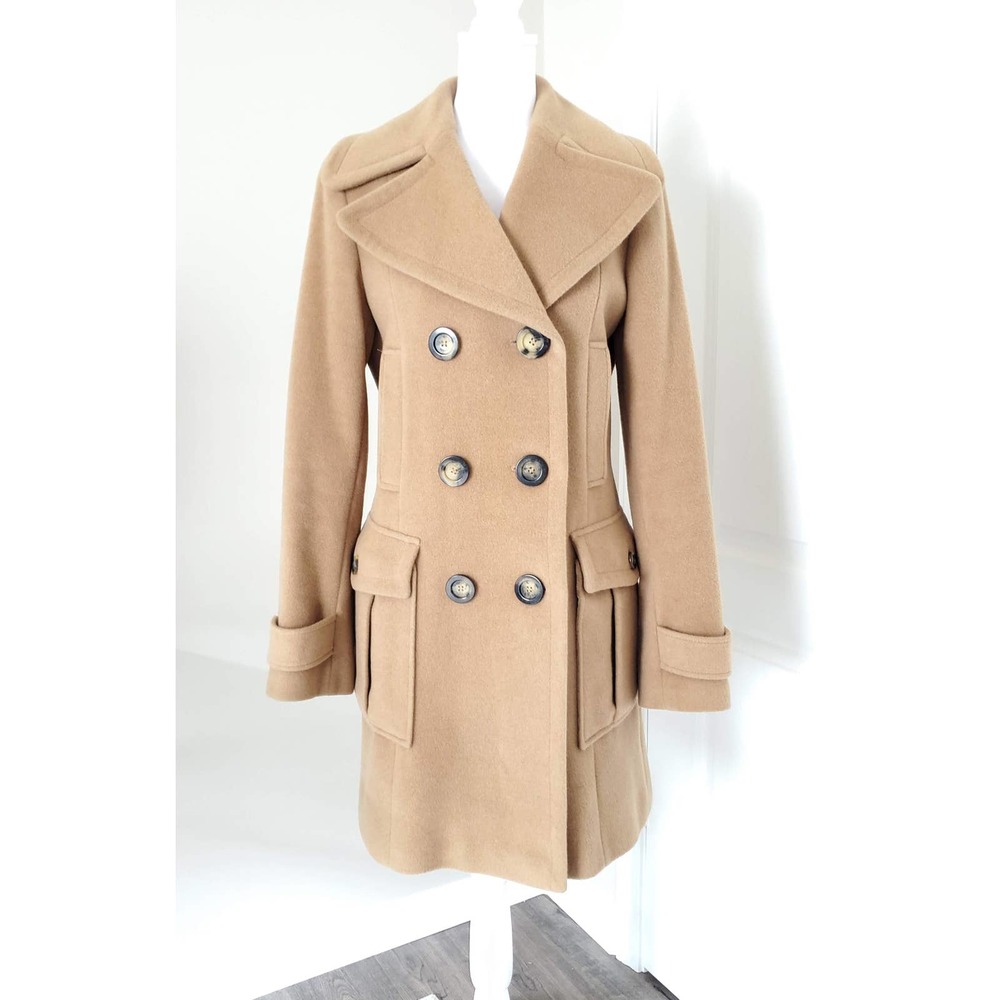 Burberry Camel Tan Wool Double-Breasted Trench Coat - Picture 2 of 15